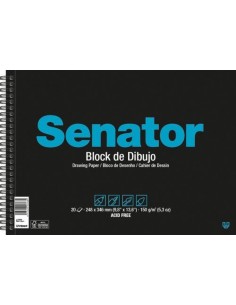 Bloc dibujo espiral senator fº prolongado 20h 150g liso microperforado
